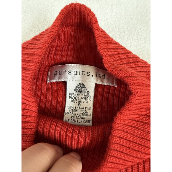 Pursuits,ltd woolmark Sleeveless Turtleneck Shirt Red Blouse Womens S Preppy Y2K - Picture 4 of 12